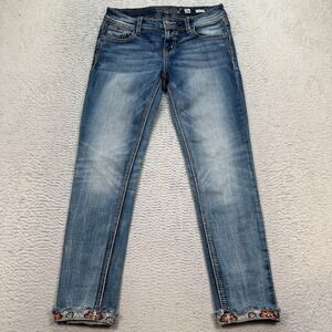 Miss Me Jeans Size 26 x 27 Ankle Skinny Floral embroidered MY8925AK3
